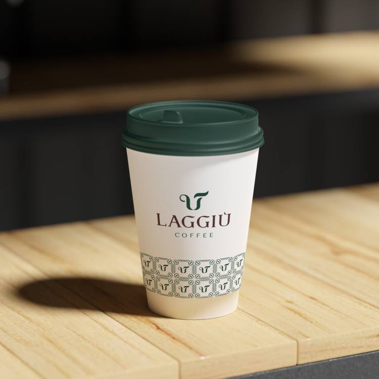 Copo com logotipo Laggiu Coffe